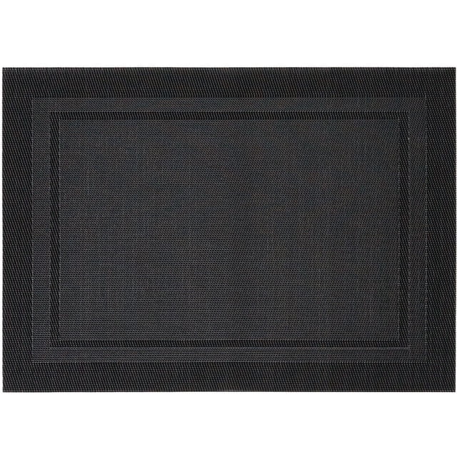 Hometrends Black Border Placemat, rectangular with a textured textaline surface and embossed border in black, designed for dining table linens and easy wipe-clean maintenance, also suitable as a protective surface for craft or workspace use.