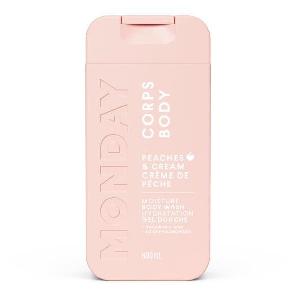 MONDAY Haircare MOISTURE Body Wash in Peaches & Cream with Hyaluronic Acid & Shea Butter for All Skin Types, 600 ml