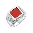 thumbnail image 3 of RYLOS Men's Rings 14K White Gold Designer Ring With Diamonds and Red Quartz Rings For Men Size 8, 3 of 6