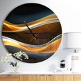 thumbnail image 3 of Designart '3D Gold Waves in Black ' Modern wall clock, 3 of 4