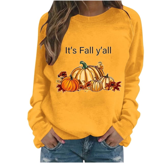Pisexur Chandail de l\'Action de Grâce Orange à Col Rond Chandails Mode à Motif de Citrouille Chandails Grateful Blessed Chandail d'Automne Chandail à Manches Longues Chandail à Enfiler Hauts pour Femmes