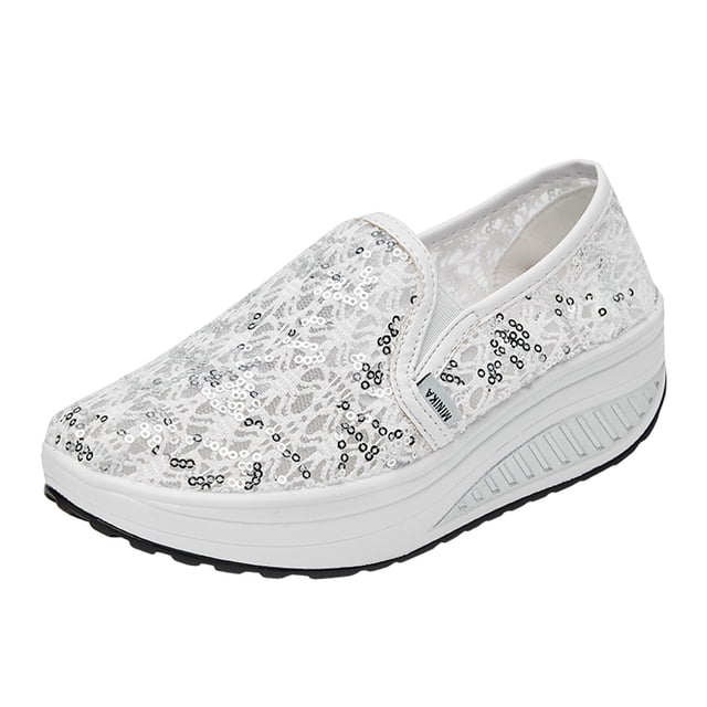 Chaussures pour Femmes Chaussures pour Femmes à Talons Compensés Peu Profonds Chaussures à Bascule Chaussures de Marche Décontractées à Semelles Épaisses Chaussures de Sport