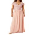 thumbnail image 2 of Robe Maxi de Bal pour Femmes en Dentelle Patchwork Dos Nu à Col en V Élégante Robe de Soirée Cocktail, 2 of 6