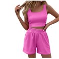 thumbnail image 1 of Cameland Women's Spring and Summer Solid Tank Top Shorts Two Piece Casual Home Set, 1 of 9
