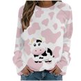 thumbnail image 1 of CEHVOM Womens Shirts Round-Neck Print Long Sleeve Tops Printed Regular Blouse Clearance, 1 of 5