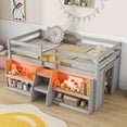 thumbnail image 1 of Gymax Twin Size Loft Bed w/ LED Lights Staircase & Safety Guardrail Under-bed Storage Grey, 1 of 9