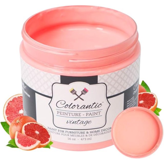 Colorantic / Peinture à la Craie à Base de Pamplemousse pour Meubles Bricolage - Corail Rose - 16 oz