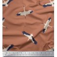 thumbnail image 3 of Soimoi Brown polyester Crepe Fabric Flying Stork Bird Decor Fabric Printed Yard 42 Inch Wide, 3 of 5