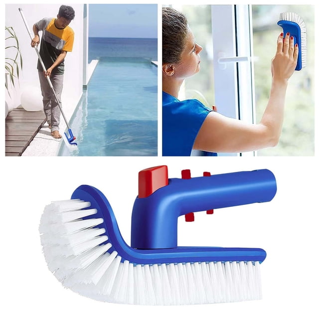 Pool Cleaning Brush for Pool Steps with 180° Rotating Handle and Decontamination Angle — Durable Cleaning Tool for Thorough Scrubbing and Low- Debris Removal