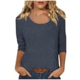 thumbnail image 1 of 2025 Chemise Décontractée Unie à Manches Longues pour Femmes pour Superposition Couleur Imprimé Col Bas Col Montant pour Femmes à Manches Longues Chandails Thermiques Coupe Manches 3/4 T T-Shirts de Course pour Femmes Haut de Chemise, 1 of 7