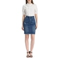 thumbnail image 2 of Unique Bargains Women's Distressed Ripped Hem Washed Denim Skirt, Vintage Blue, XL, 2 of 6