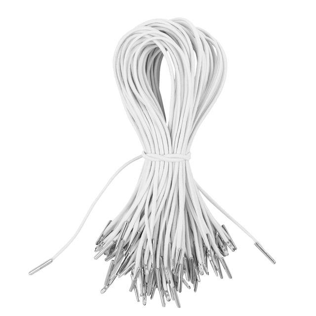 MIANGASTORE 50PCS Barbed Elastic Cord High stretch String with Metal Barbs for Eye Craft Making ( White )