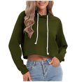 thumbnail image 1 of Penkiiy Chandails à Capuche pour Femmes Mode Chandail à Col Rond Manches Longues Blouse à Capuche Chandail en Molleton Vert Armée Vêtements Y2K, 1 of 8