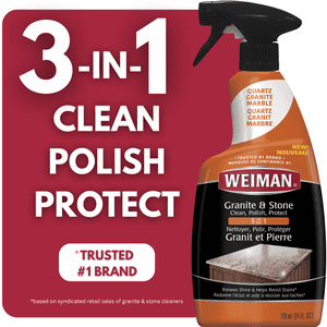 Weiman 3-In-1 Granit propre, polonais & Protégez le spray, Rénovez le brillant, Résistes Stains, 710ml