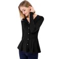 thumbnail image 2 of INSPIRE CHIC Women's V Neck Long Sleeve Ribbed Pullover Knitted Peplum Top, 2 of 6