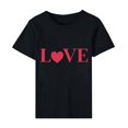 thumbnail image 5 of Diufon Hauts de la Saint-Valentin pour Femmes Décontractés Tendance T-Shirt à Manches Courtes Col Ras du Cou Mignon à Imprimé Graphique Chandail Blouse, 5 of 5