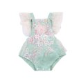 thumbnail image 3 of FOCUSNORM Barboteuse pour Bébés Filles, Bleu Clair Sans Manches Col Carré une-Pièce, 3 of 6