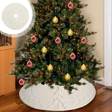 Jupe d'Arbre de Noël - Jupe d'Arbre Blanche, Jupe d'Arbre de Noël Arbre Col de Noël Décorations de Noël Arbre Ornements d'Arbre de Noël pour Tapis pour Décorations Fête des Fêtes 48 Pouces