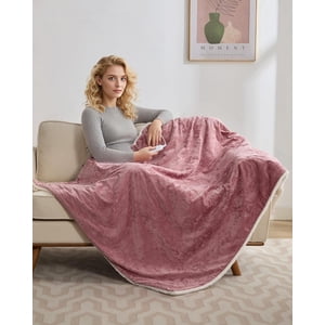 Pink Heated Throw Blanket, Electric Blanket Throw with 4 Heat Levels & 4H Auto Off, Velvet Soft Fast Heating Blankets, Machine Washable, Over-Heat Protection, 50 in x 60"