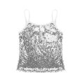 thumbnail image 3 of Rswnyirn Kids Girls Shiny Sequins Tank Top Hip Hop Modern Latin Dance Stage Performance Crop Top White 16, 3 of 7