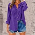 thumbnail image 1 of Wensltd Chemises à Manches Longues Col en V pour Femmes Tunique en Lin Ample avec Poche, 1 of 6