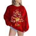 thumbnail image 2 of EGNMCR Chandail en Molleton de Noël Mode Femme Manches Longues Col Rond Imprimé de Noël Haut Ample Blouse Chandails en Molleton, 2 of 5