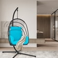 thumbnail image 3 of Costway Chaise Oeuf Suspendue Pliante avec Support Coussin Doux Oreiller Balançoire Hamac Turquoise, 3 of 10
