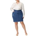 thumbnail image 2 of Agnes Orinda Women's Plus Size Ripped Embroidered A Line Denim Jean Skirts Medium Blue 4X, 2 of 6