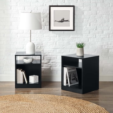 Mainstays Open Shelf Nightstand, Set of Two, Black