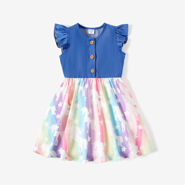 PatPat Robe à Imprimé Floral Colorblock Douce pour Fillette/tout-Petit