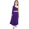 thumbnail image 4 of RUNQHUI Robe de Danse Métallique Dorée pour Filles, Prière Lituricale, Culte, Danse, Violet 12, 4 of 7