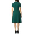 thumbnail image 3 of INSPIRE CHIC Robes Vintage pour Femmes 2024 Col Plat Manches Courtes Robe Évasée S Vert Foncé, 3 of 7