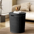 thumbnail image 1 of XYAIYT Large Plastic Imitation Rattan Laundry Hamper with Lid for Clothes and Toy Storage Long Lasting and Sturdy with Side Handles for Easy and Ventilation 2.11lb Capacity, 1 of 6