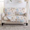 thumbnail image 1 of CHOK Floral Patchwork Reversible Washable Pet Furniture Protector  (54” Love Seat  Gray / Aqua), 1 of 7