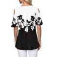 thumbnail image 3 of DYMADE Women Round Neck Off Shoulder Short Sleeve Floral Casual Top, 3 of 3