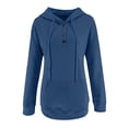 thumbnail image 4 of EQWLJWE Womens 2023 Hooded Snap Button Collar Drawstring Hoodies Pullover Sweatshirts Fall Long Sleeve Tops Shirts with Pocket Plus Size Oversized Sweatshirts For Women Halloween, 4 of 5