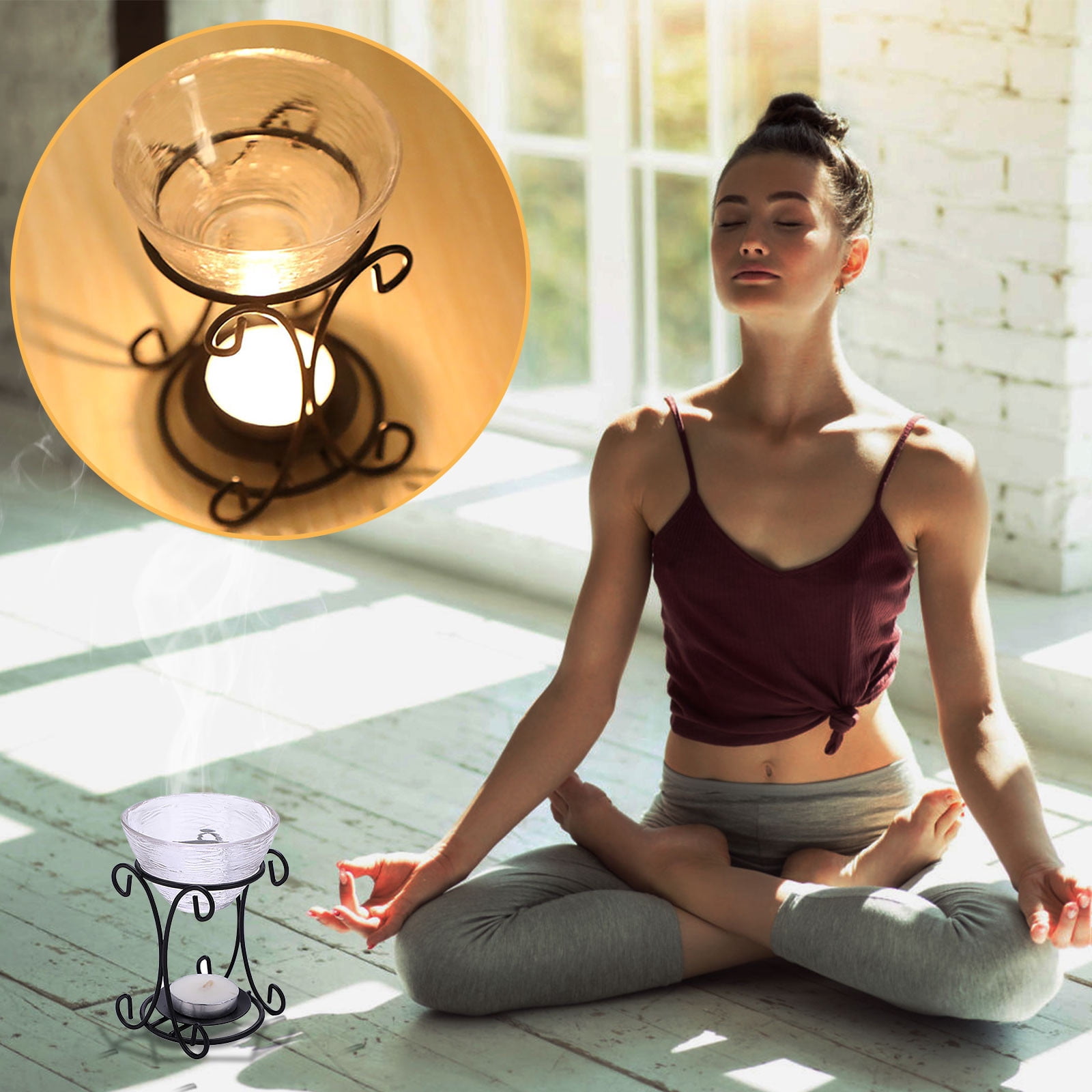 Boovnll Kitchen Gadgets, Iron Flower Stand Candle Aromatherapy Oil Lamp Decorations Aroma Furnace, Home and Kitchen, Kitchen, Kitchen Tools