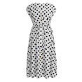 thumbnail image 4 of LSLJS Plus Size Ladies Polka Print Dress Button Lace-up Waist V-neck Skirt, 4 of 5