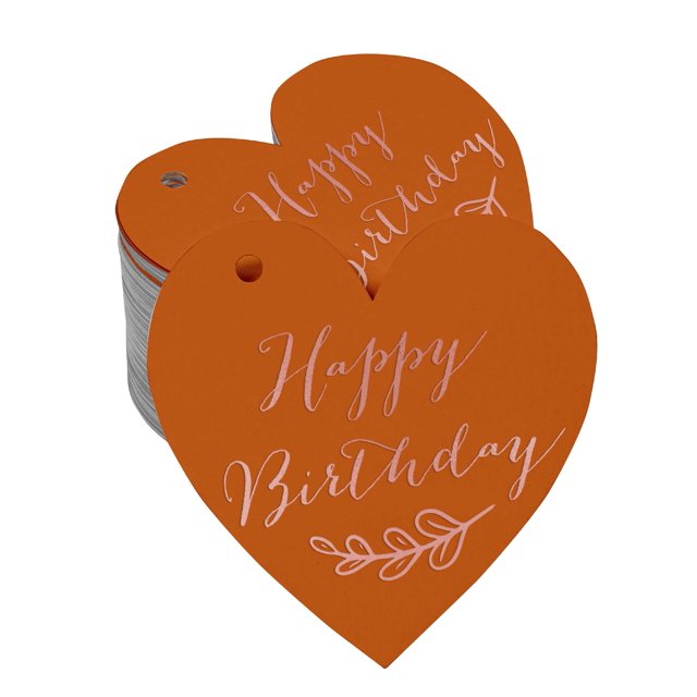 Inkdotpot Real Rose Gold Foil Happy Birthday Tag Favor Hang Paper Tag 50 Pieces
