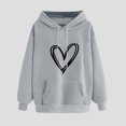 thumbnail image 2 of MeetoTime Sweat à Capuche pour Femmes Automne Basique Imprimé en Polaire Manches Longues avec Poches, 2 of 5