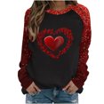 thumbnail image 1 of Penkiiy T-Shirt Col Rond pour Femmes 2025 Manches Longues Ample Confortable T-Shirt Saint-Valentin Slim Grande Taille Imprimé Cœur L Rouge, 1 of 4