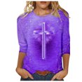 thumbnail image 2 of Xihbxyly Hauts pour Femmes Manches 3/4 T-shirt Imprimé Col Rond de Pâques Manches 3/4 Chandail Col Rond Articles en Liquidation, 2 of 4