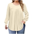 thumbnail image 1 of Yuyuzo Chemises à Manches Longues pour Femmes Col Rond Décontracté Tunique Couleur Unie Hauts Amples Confortables, 1 of 7