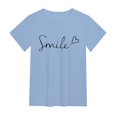 thumbnail image 3 of JIRNDf T-Shirts pour Femmes Hauts Tendance Été Printemps Mode Décontractée Imprimé Floral Manches Courtes T-Shirts Graphiques Mignons pour Femmes Chemises Bleu Clair P, 3 of 3
