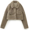 thumbnail image 1 of LOVZFMLL Jackets for Women's Fleece Pocket Decoration Short Jacket, 1 of 5
