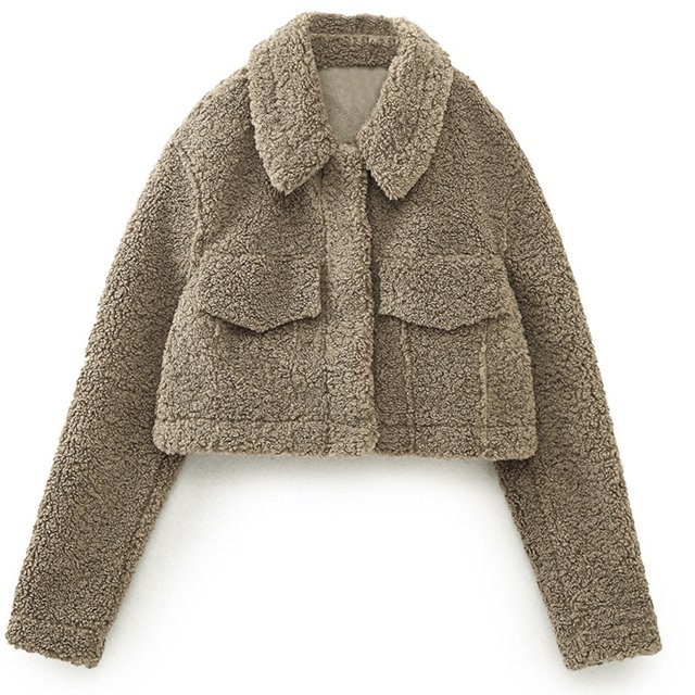 LOVZFMLL Jackets for Women's Fleece Pocket Decoration Short Jacket