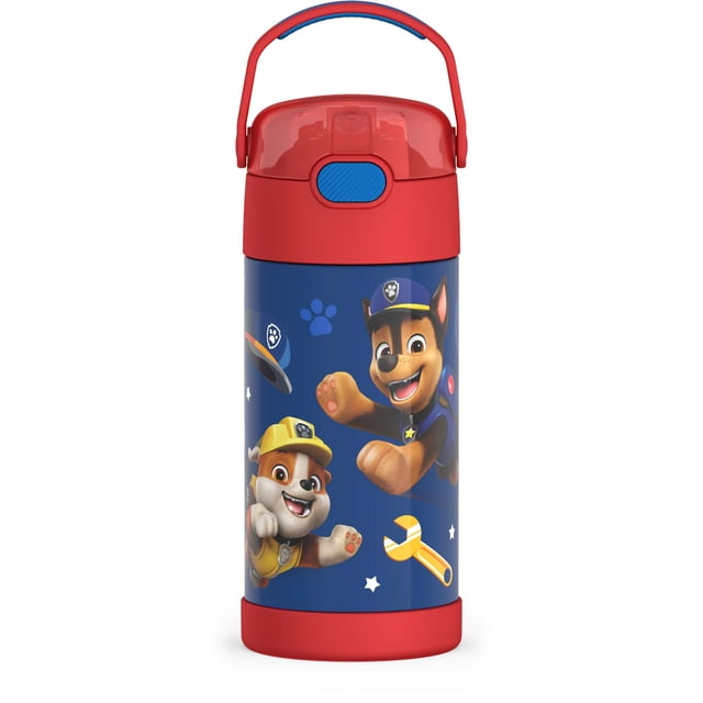 Thermos Kids Stainless Steel Vacuum Insulated Funtainer 12 Oz Water Bottle with Flip up Straw, Paw Patrol