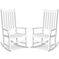 thumbnail image 1 of Gymax 2PCS Wood Rocking Chair Porch Rocker High Back Garden Seat Indoor Outdoor White, 1 of 10