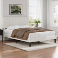 thumbnail image 3 of VECELO Queen Size Upholstered Beds, Modern Platform Bed Frame with Adjustable Headboard, Wooden Slats Support/No Box Spring Needed, White, 3 of 8