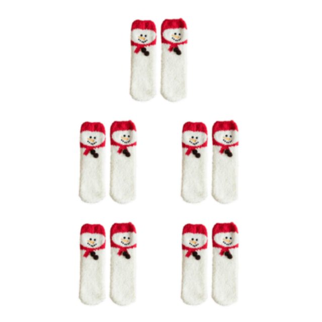 ZheElen Experience Comfort With These Antifriction Bed Socks Made Red hat snowman 5Set